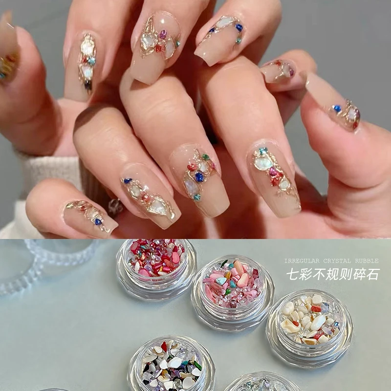 

Nail Jewelry Natural irregular crystal Jewelry Irregular Natural Abalone Shell Nail DIY Decoration For Nail Tip Beauty