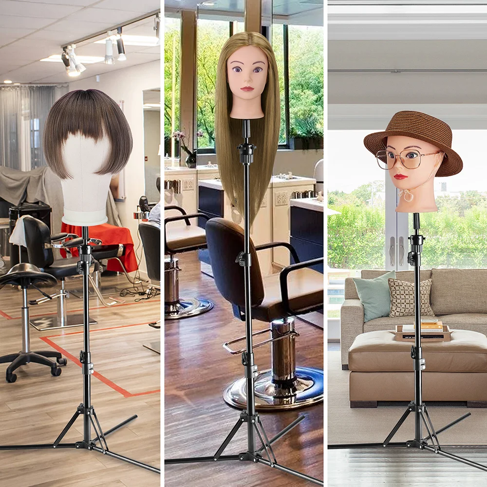 Adjustable Wig Stand Training Head Tripod 20-63 Inch Long Tripod Stand Mannequin Head Tripod Hairdressing Hair Tools Accessories