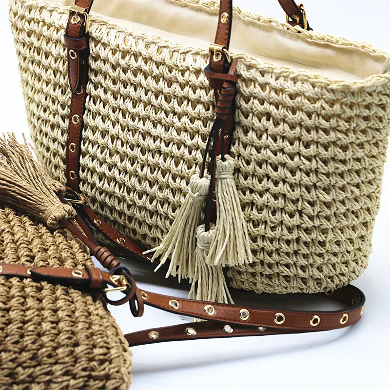 Overlarge Woven Straw Bag Women Shoulder Bag Bohemian Beach Tote Handbags and Purse Summer Travel Rattan Bags for Women 2022 New