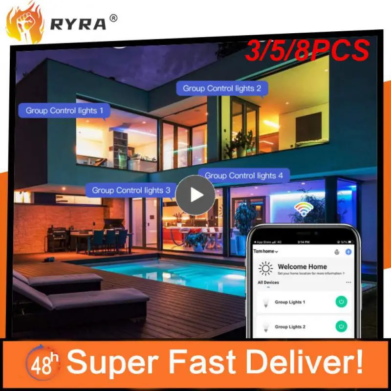 

3/5/8PCS E27 Smart Light Bulb Wifi Voice Control Intelligent Led Lamp Rgbcw Dimmable Smart Home With Alexa Siri Google Home 9w