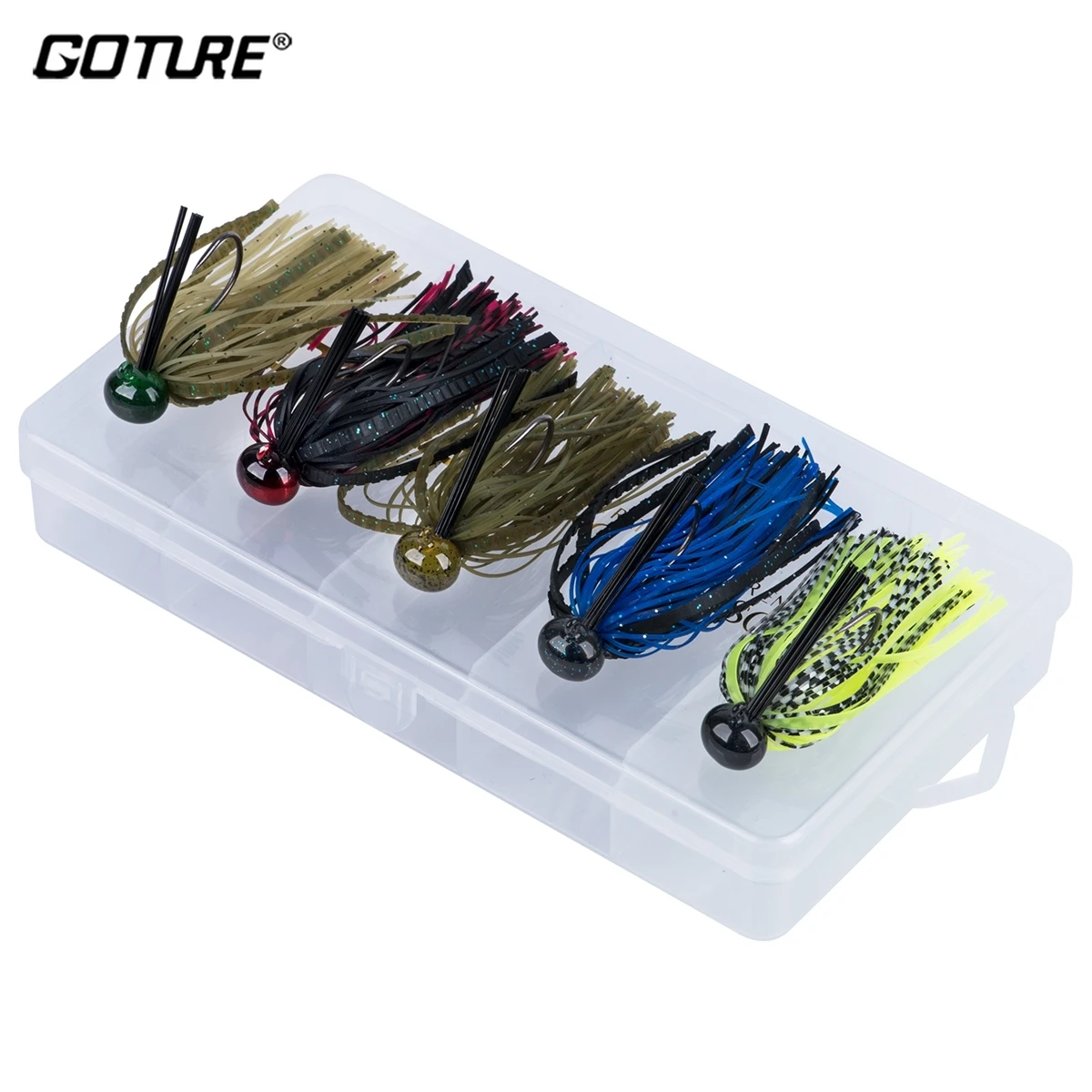 

Goture Football Jig Silicone Rubber Skirt Sharp Mustad Hook #3/0 Flipping Jig Artificial Bait With Box Carp Fishing Lure Pesca