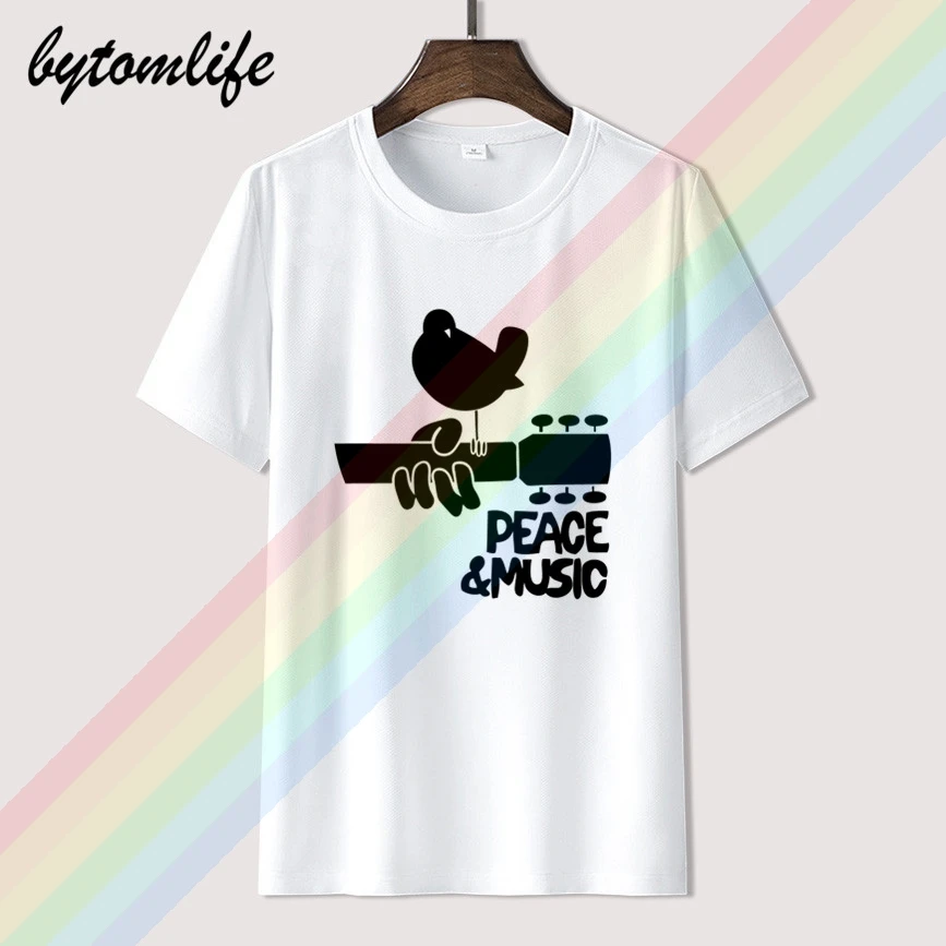 

100% Cotton O-Neck customised T-shirt Woodstock Music Art Tee Digital Printed T-shirts