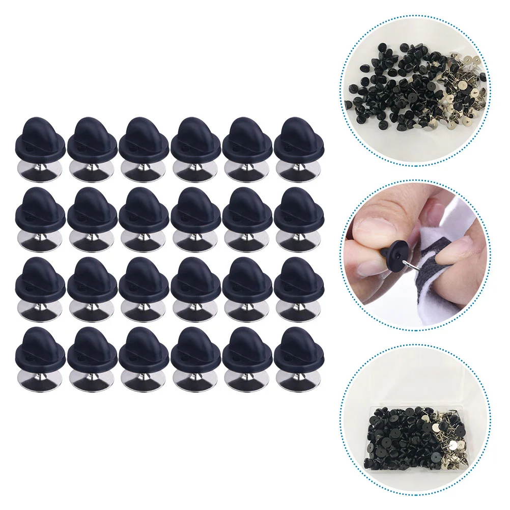 

100 Sets Rubber Pin Backs Lapel Pin Backs Pin Backs Flat Round