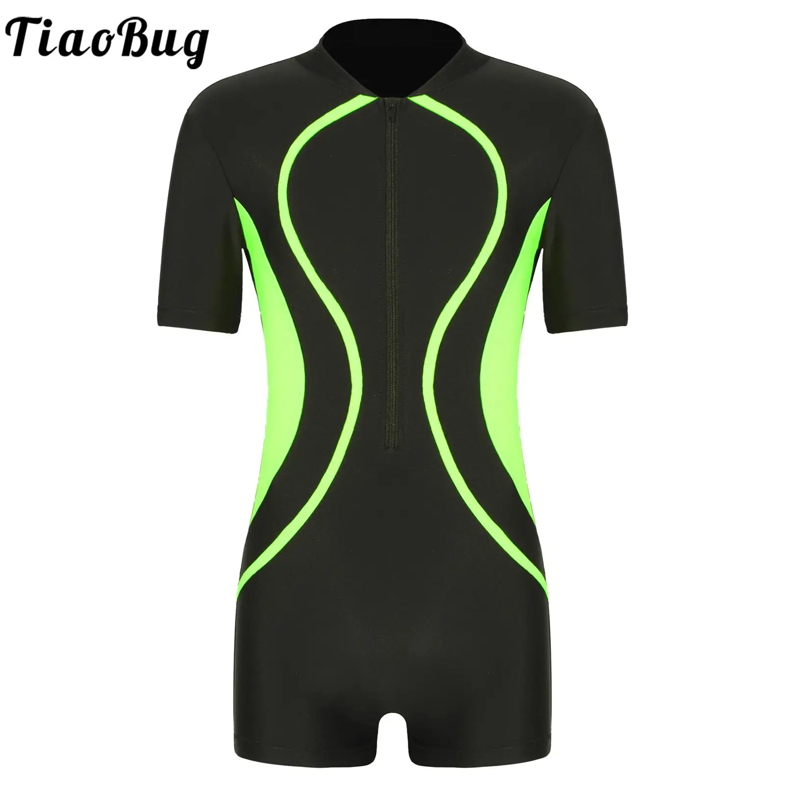 

Kids Girls Boys One Piece Swimsuit Rash Guard Short Sleeve Wetsuit UV Protection Swimwear Surfing Bathing Suit Sport Beachwear