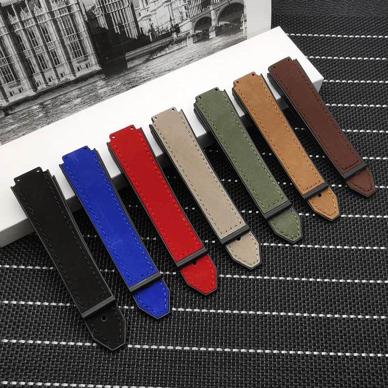 

Top quality 21*15mm women watch band real Nubuck Leather band 18mm buckle For Hublot Strap Watchband Belt Logo on free tools