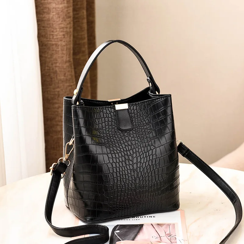 Female Bucket Bag Leather Fashion Women Handbag Trend 2023 Designer Luxury Crocodile Crossbody Shoulder Bag Bolsas Femininas