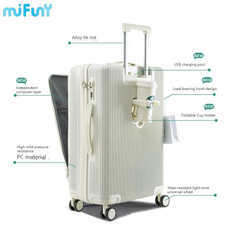 Mifuny Rolling Luggage Boarding Cabin Universal Wheel 26 Pull Rod Travel Trolley Male Password Suitcase Carry on Luggage 2023