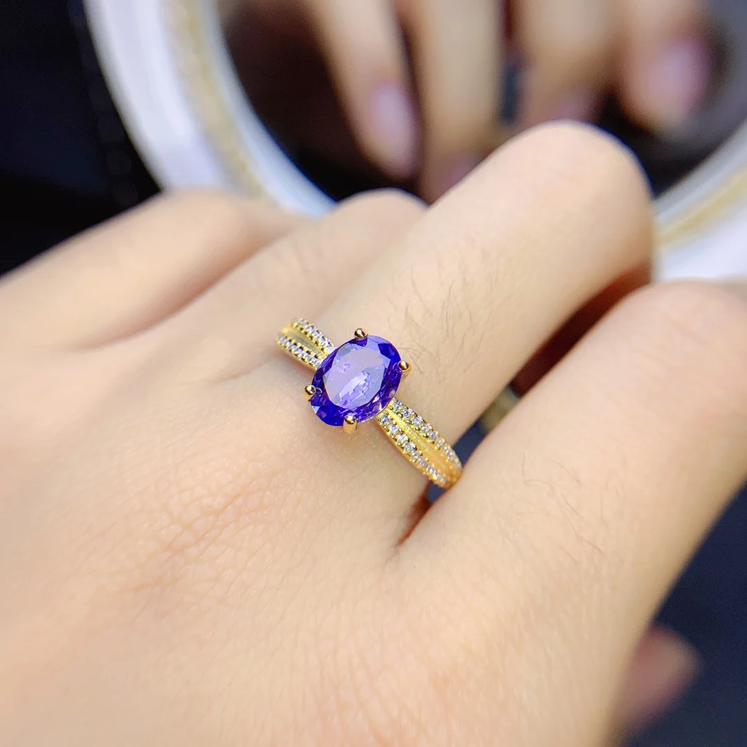 

100% Natural Tanzanite Ring, Center Stone 6✖8mm, New 2022 Tanzanite Ring, 925 Sterling Silver Ring, Free Shipping