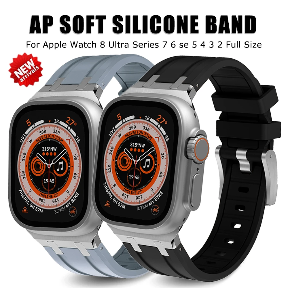 

Soft Silicone Strap For Apple Watch Ultra 49mm 45mm 44m 42 40 38mm Modification Kit Sports Band For iWatch Series 8 7 6 5 4 se