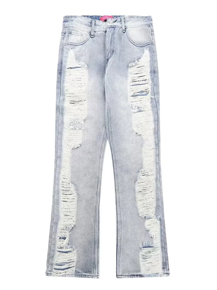 New Arrival Men's Jeans with Fringes and Holes, Trendy Summer Daily Casual Denim Pants with Zipper, Y2K Style Mens Pants