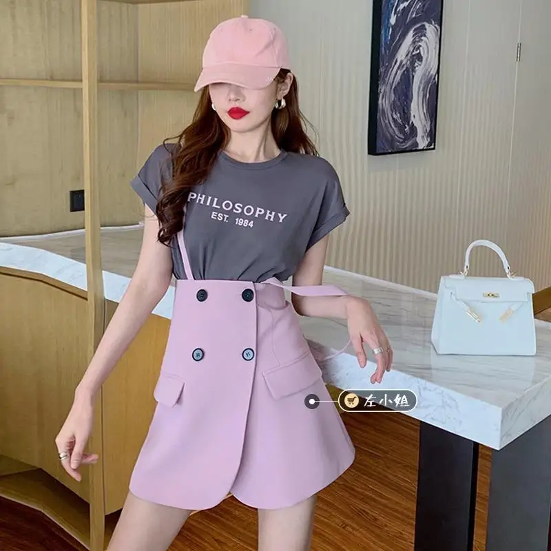 Женская летняя футболка с коротким рукавом и ремешком завышенной талией