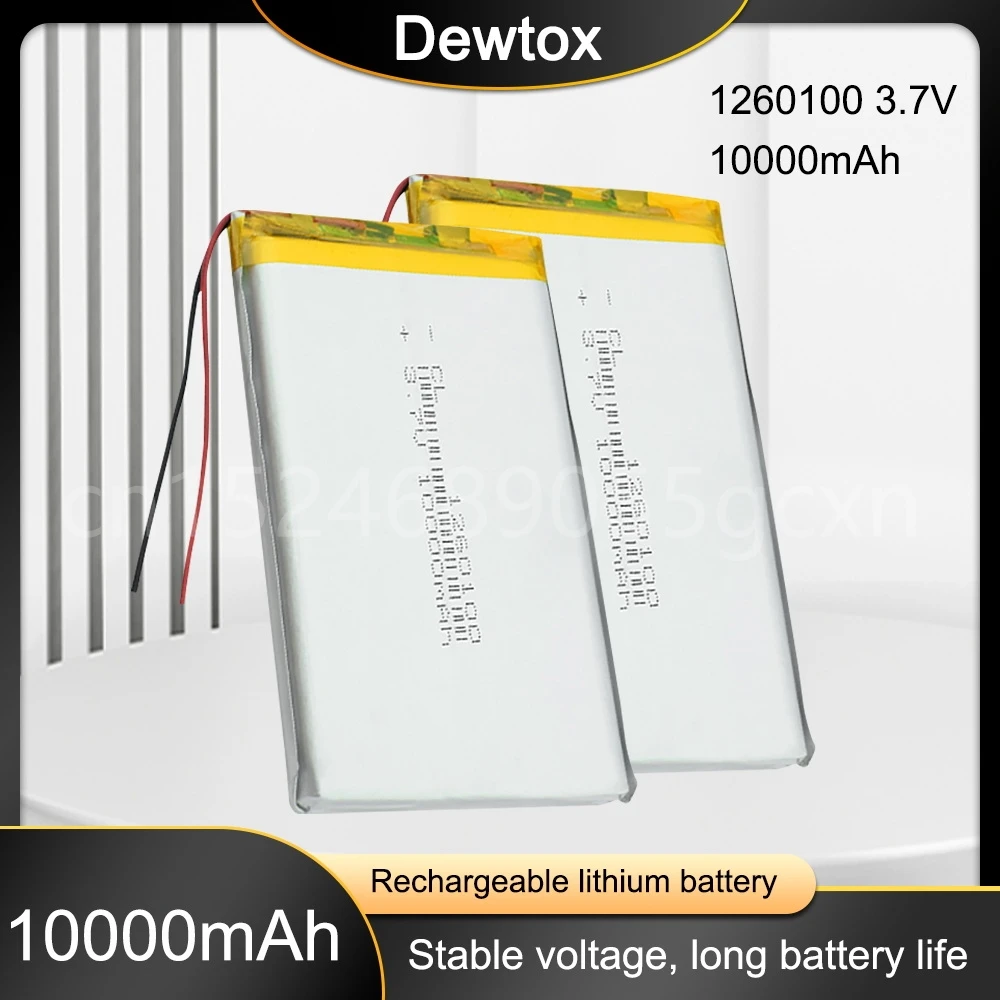 Rechargeable 3.7V 10000mAh Lipo Li-Po Lithium Batteria 1260100 with PCB Li-polymer Battery Replacement Batteries for Tablet DVD