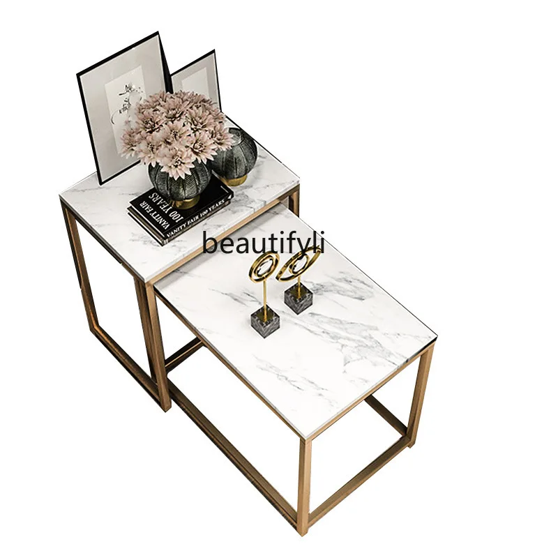 

yj Italian Light Luxury Corner Table Side Cabinet Small Coffee Table Square Table Side Table Side Table Nordic Marble Side Table