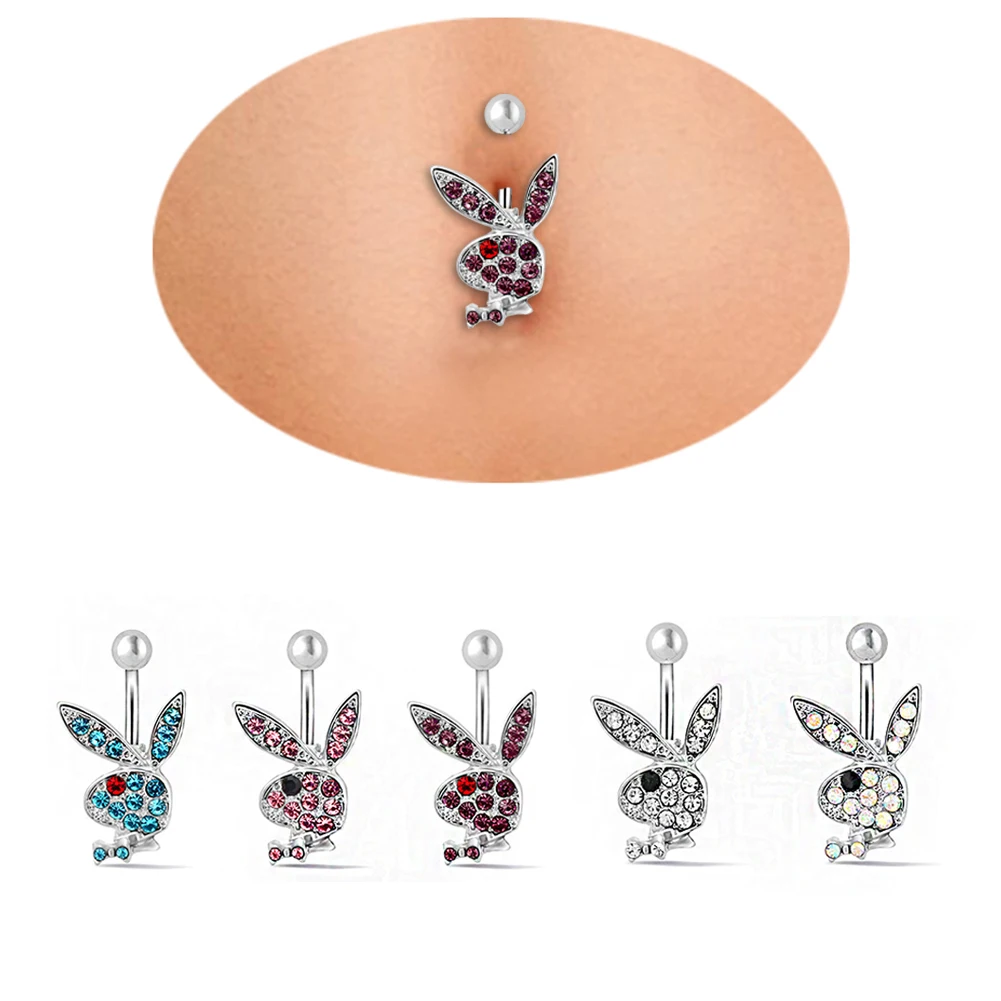

1PC Cute Rabbit Creativity Belly Button Ring Navel Piercing Ring Cartoon Bunny Navel Button Piercing For Women Body Jewelry Gift