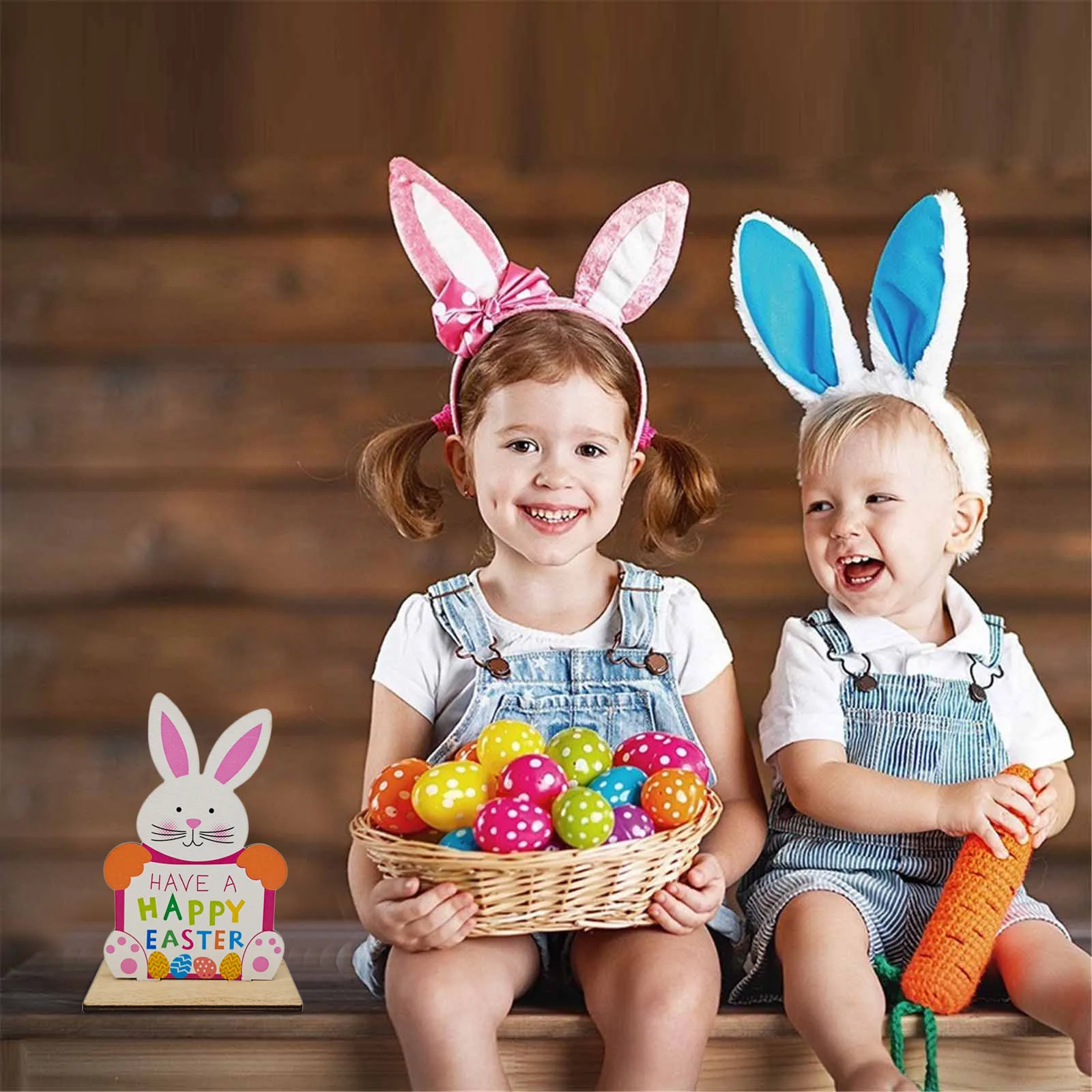 

Настольное пасхальное украшение, деревянное ремесло, кролик, домашний декор