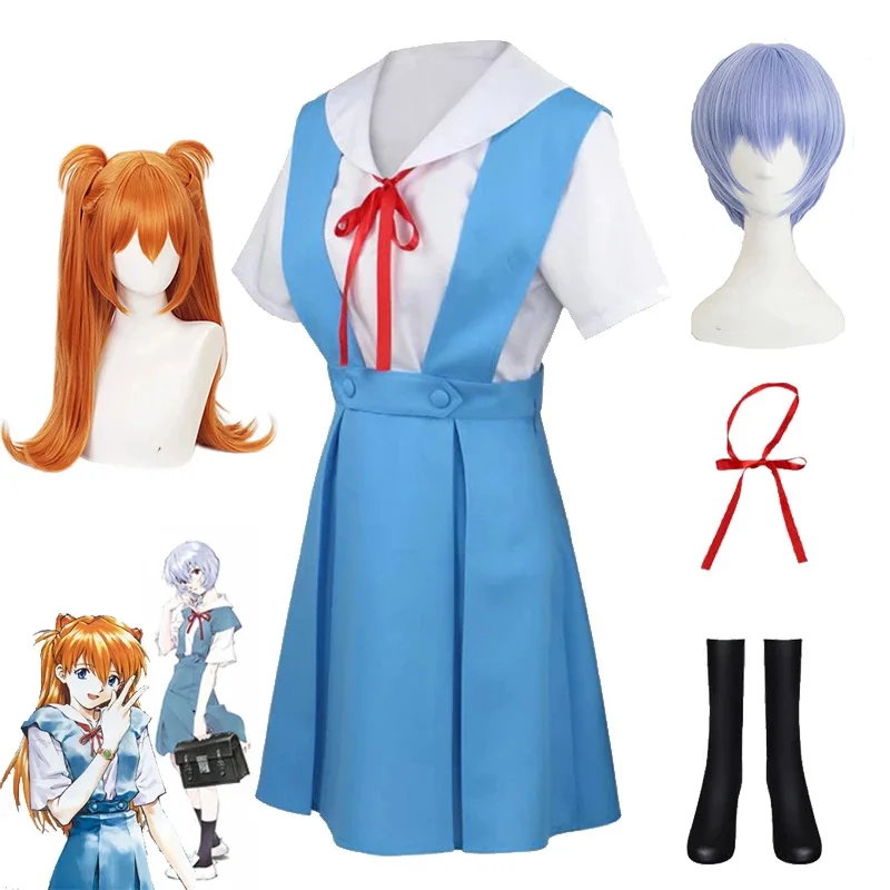 New Anime Asuka cosplay School Uniform Costume Dress Cosplay Asuka Langley Soryu Tokyo Ayanami Rei Costume School