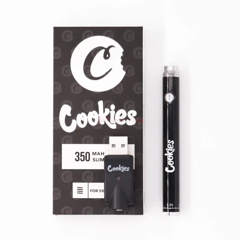 

350mAh Cookies Battery SF Slim Bottom Adjust 3.3-4.8V Preheat VV Vape Pen Battery Usb Charger Kit For 510 Thick Oil Cartridge