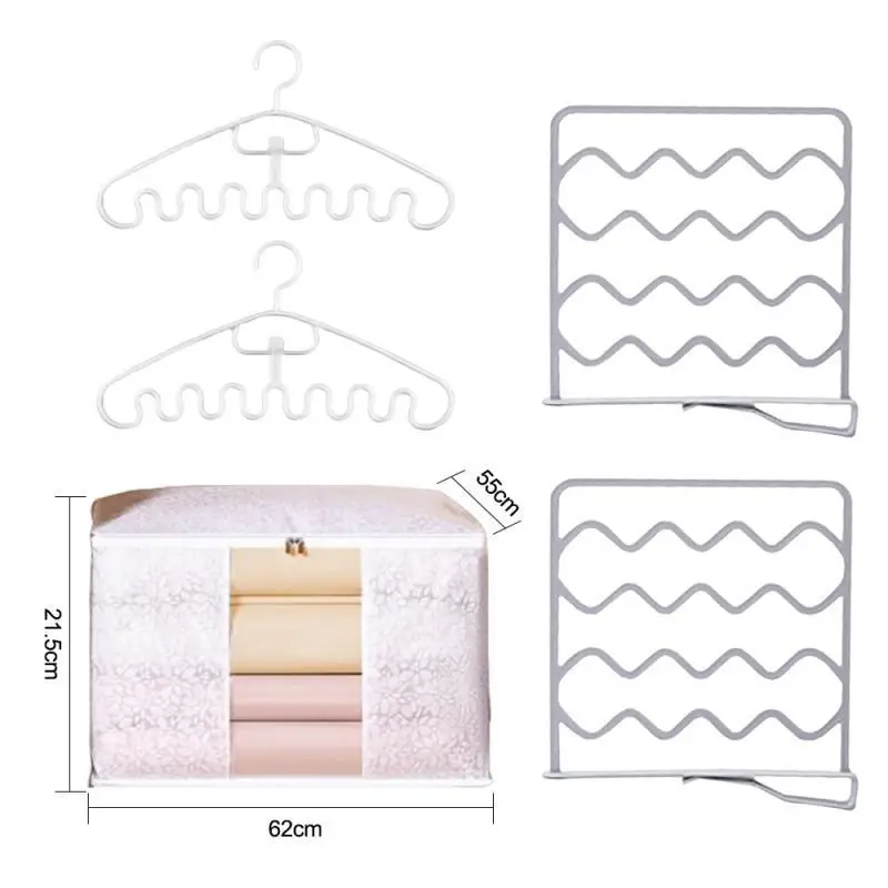 

Transparent Foldable Flower Storage Box Non-porous Wardrobe Cabinet Shelf Partition Rack Storage Hanger 1Set Bedroom Accessories