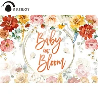 allenjoy baby in bloom shower party background floral girl birthday watercolor pink kids newborn pregnancy photozone backdrop