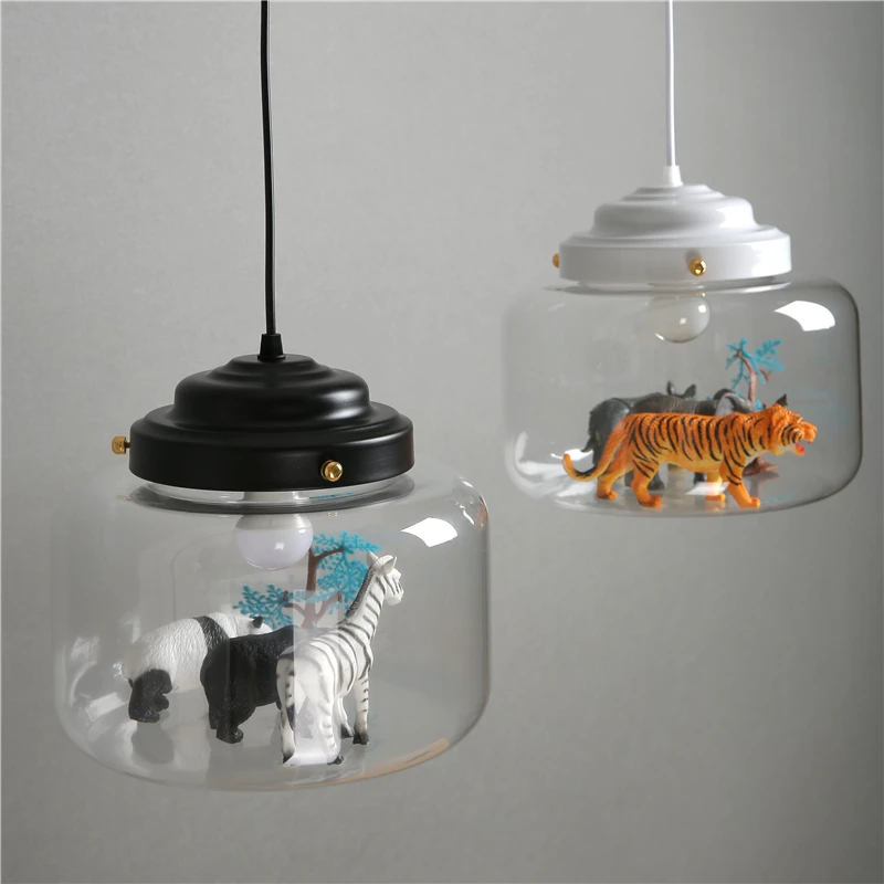 Светильники Nordic Cartoon Pendant Lights Led освещение милые животные висячие лампы для детской комнаты свет стеклянная лампа спальня домашний декор подарок.