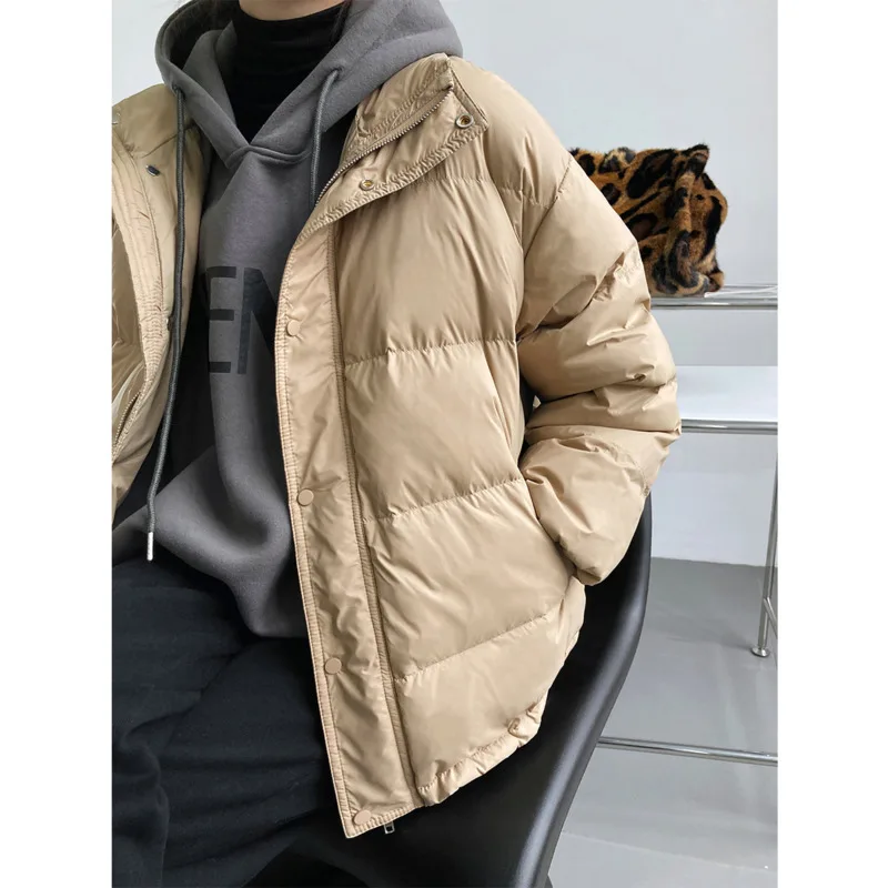 

Winter Stand Collar Women Down Jacket 2022 Zipper Short Warm White Duck Down Jacket Korean Solid Color Casual Thick Coats
