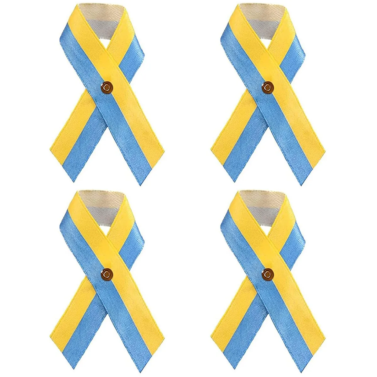 

L 4Pcs Blue and Yellow Ukrainian Badge 5x7.6CM Metal Ukraine Buttons Durable Polyester Solidarity Ukrainian Flag Badges Pin for