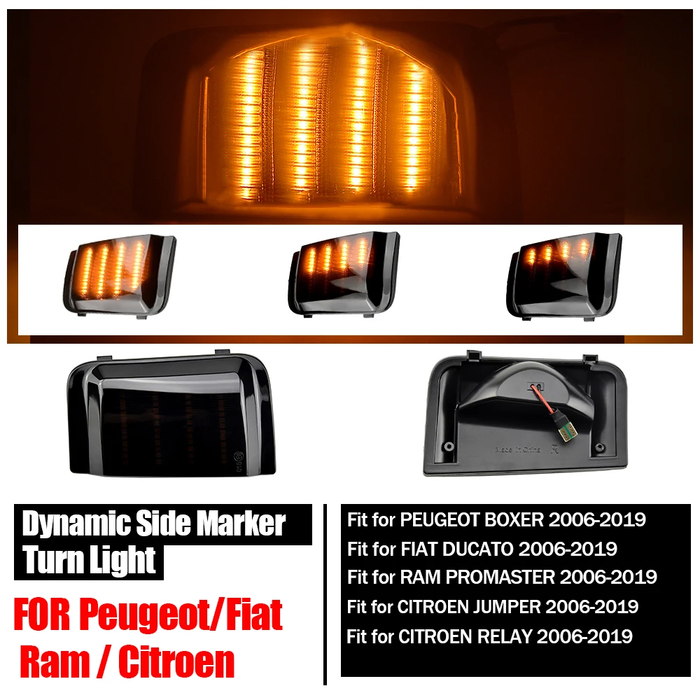 

2x для Peugeot Boxer Fiat Ducato Citroen Relay 2006-Динамический светодиодный указатель поворота, индикатор бокового зеркала, последовательная мигалка