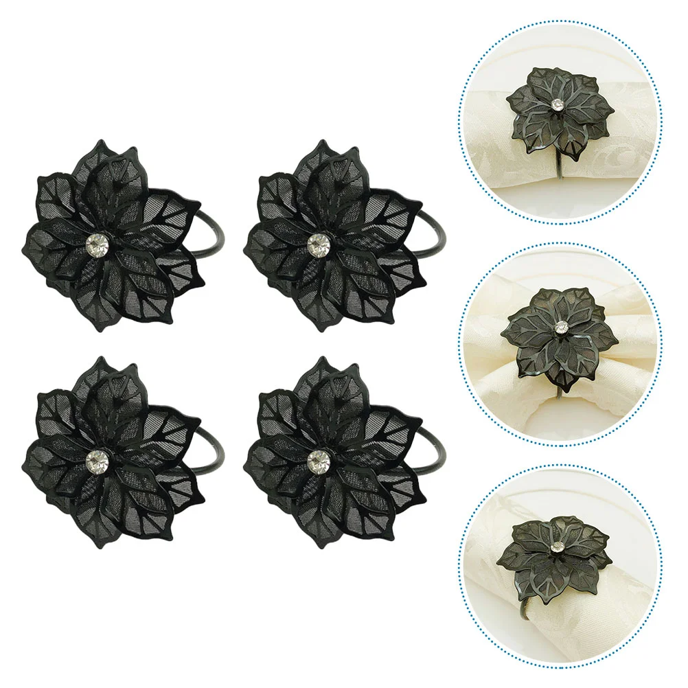 

Napkin Flower Rings Buckle Metal Ring Serviettedinner Table Hollow Christmas Holder Buckles Banquet Out Holiday Alloy Elegant