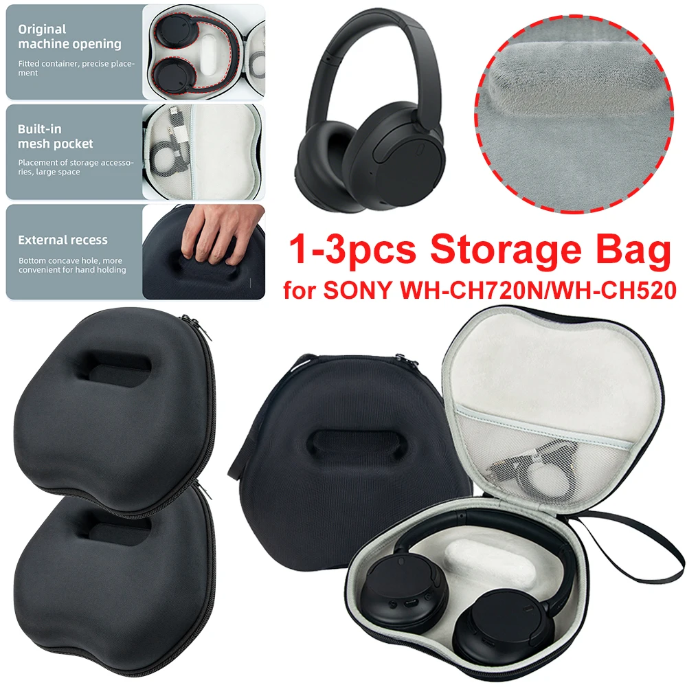 

Сумка для хранения наушников для Sony WH-CH720N/WH-CH520, Защитная сумка для беспроводных наушников, чехол для переноски, чехол для защиты от царапин и пыли