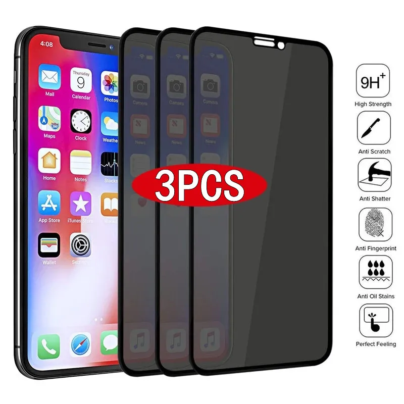 

1-3Pcs Best Full Privacy Tempered Glass for IPhone12 6s 7 8 X XS Max XR on IPhone 11 Pro Anti Spy Screen Protector 12 13 Pro Max