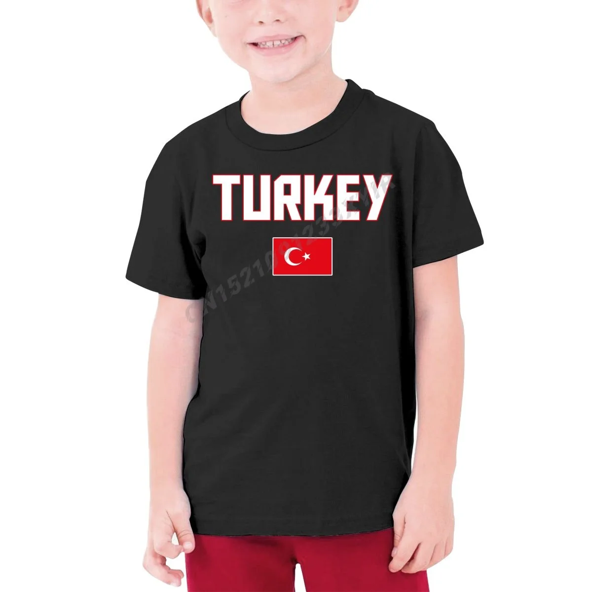 

Детская футболка с турецким флагом, Детская футболка из 100% хлопка, Молодежная Футболка с круглым вырезом и коротким рукавом, одежда для дево...