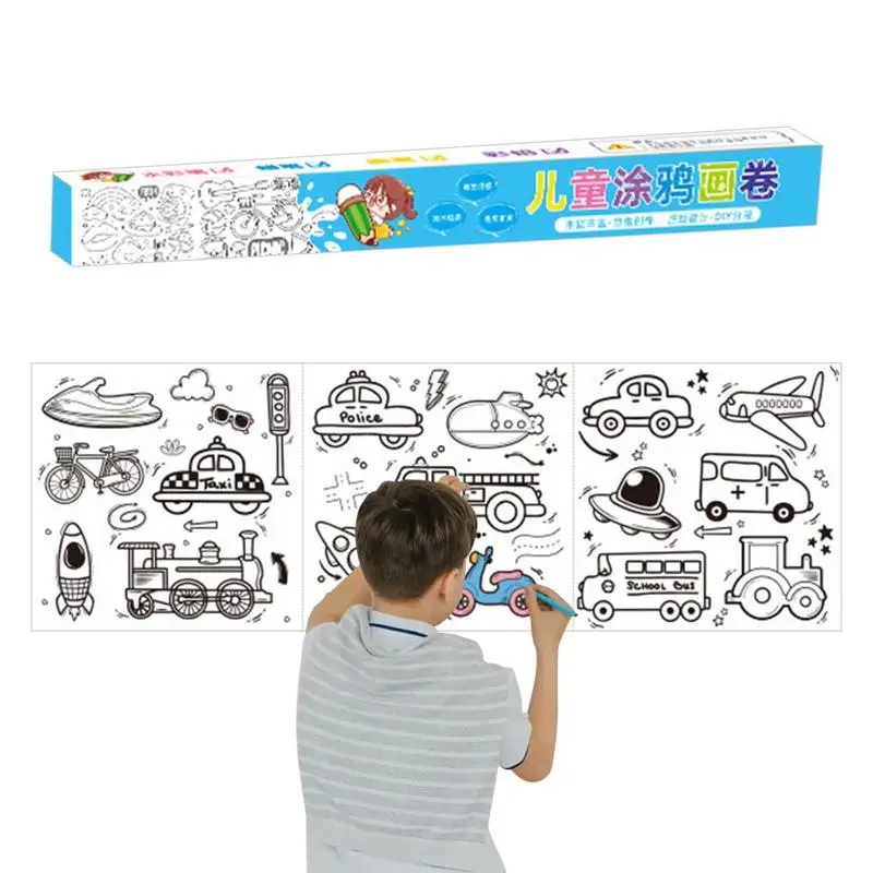 

Рулон бумаги для детей, малышей, для самостоятельного раскрашивания, бумага для рисования с клеем на спине, для начинающих, дружественная картина из прокрутки с динозавром едой