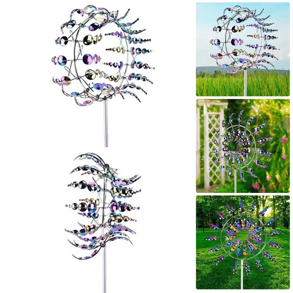 

Metal Windmill Practical Patio Lawn Wind Spinners Square Ornament Sturdy Decorating Garden Windmill