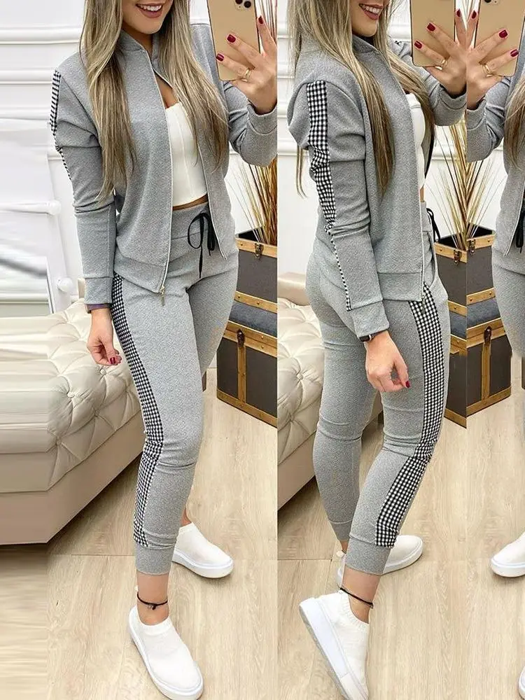 

2022 Women Two Piece Set Outfits Autumn Women's Tracksuit Zipper Top And Pants Casual Sport Suit Winter 2 Piece Woman Set