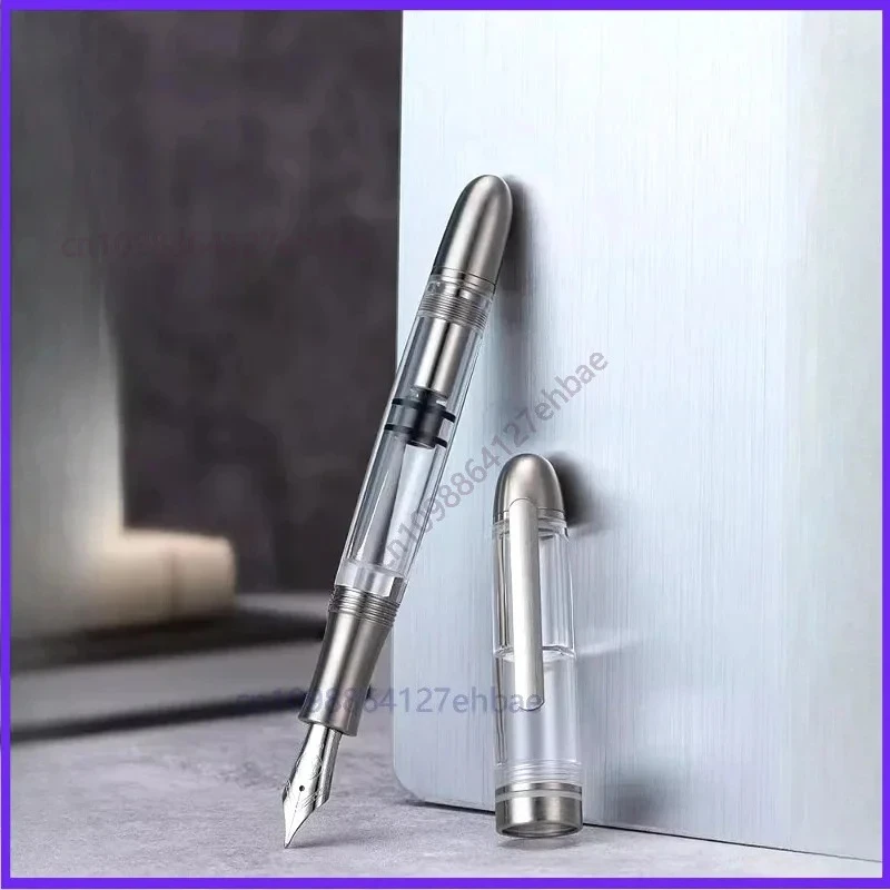 Фото Перьевая ручка Asvine p36 Piston с пером Bock EF/F/M 0.38/0.50, прозрачно-белая, из титанового сплава, деловая канцелярская принадлежность, подарок №4