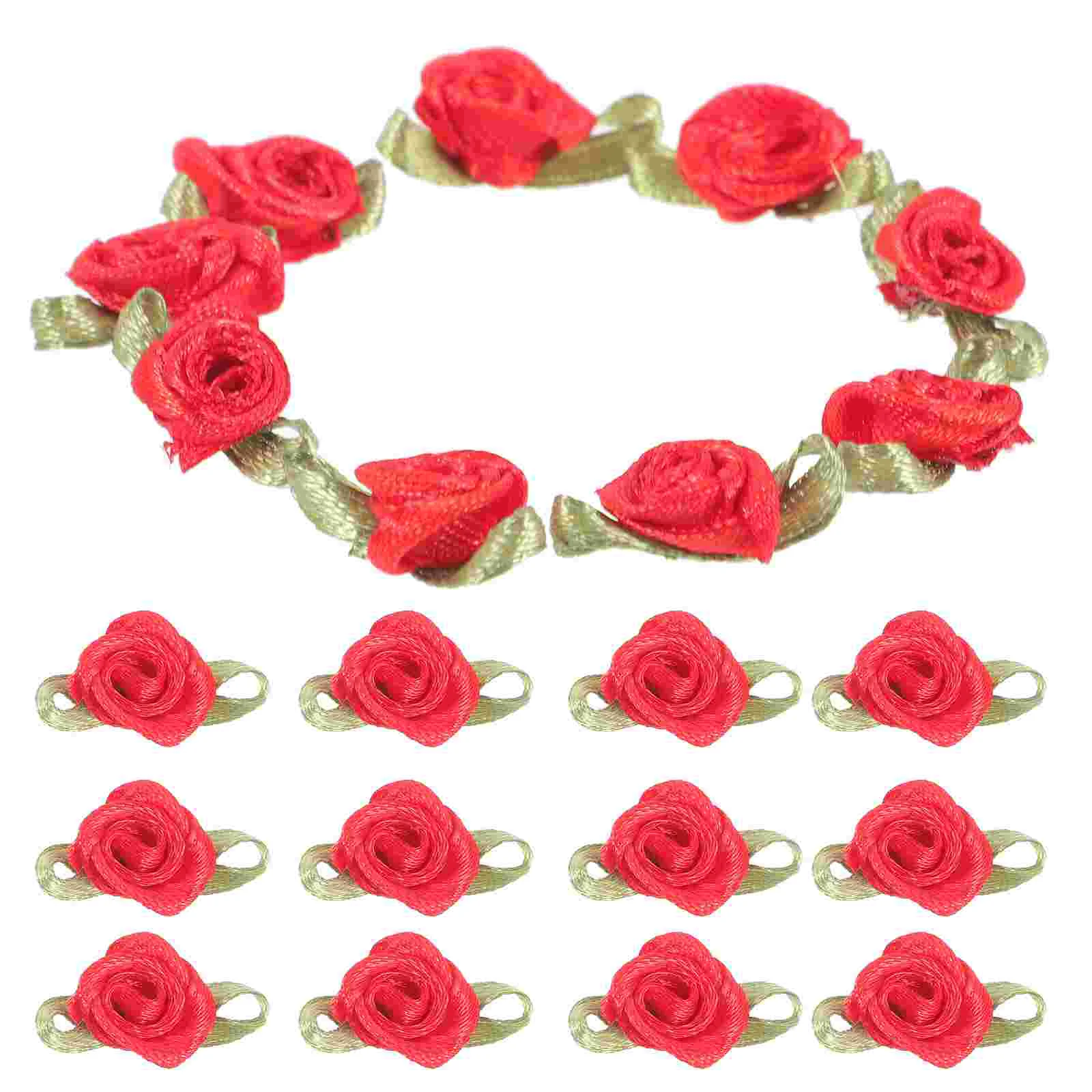 

100 Pcs Imitation Flower Crafts Kids Mini Roses Gift Box Flowers Decors Fabric Embroidery Accessories DIY Clothes Child Ribbon