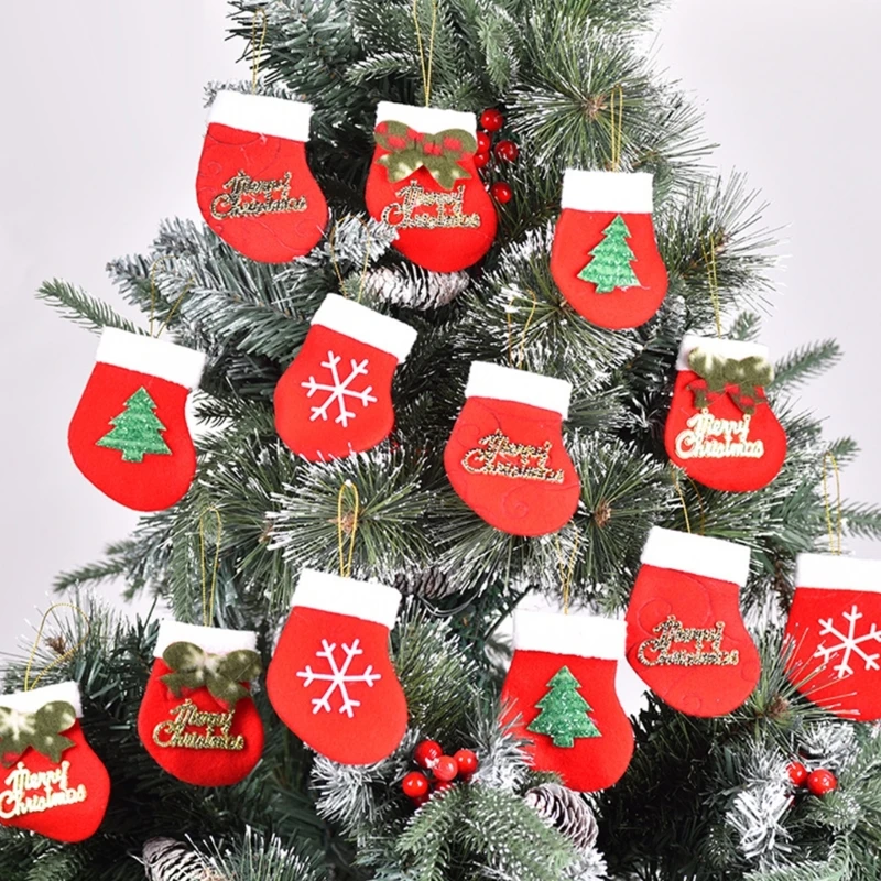 

Mini Christmas Stockings 16pcs/set Wrapping Stocking Pendant Candy Gift Packaging Bags Supplies for Door Window Wall