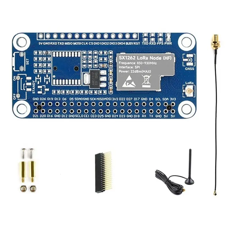 Фото Модуль Lorawan HAT A73E-SX1262 868/915 МГц для Raspberry Pi с антенной на присоске — для IoT и дальней связи №1
