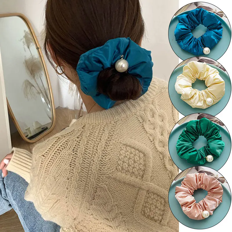 

Women's Autumn and Winter Pearl Feather Texture Headband Hair Accessories Elastic Hair Ties Bands Adult Daily Hair Tie