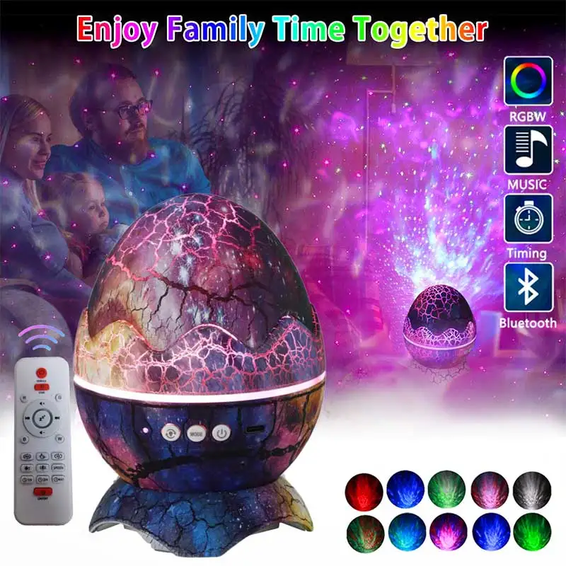 Dinosaur Egg Star Projector Novelty Night Light Bluetooth Speaker Gaming Room Decor Lamp Children Kids Child Happy Birthday Gift