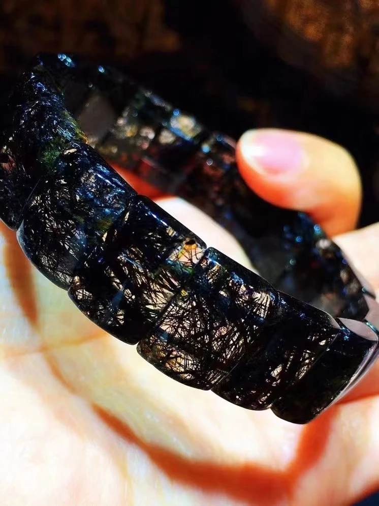 Натуральный черный рутилированный кварц для женщин и мужчин браслет 14x10x5 3 мм