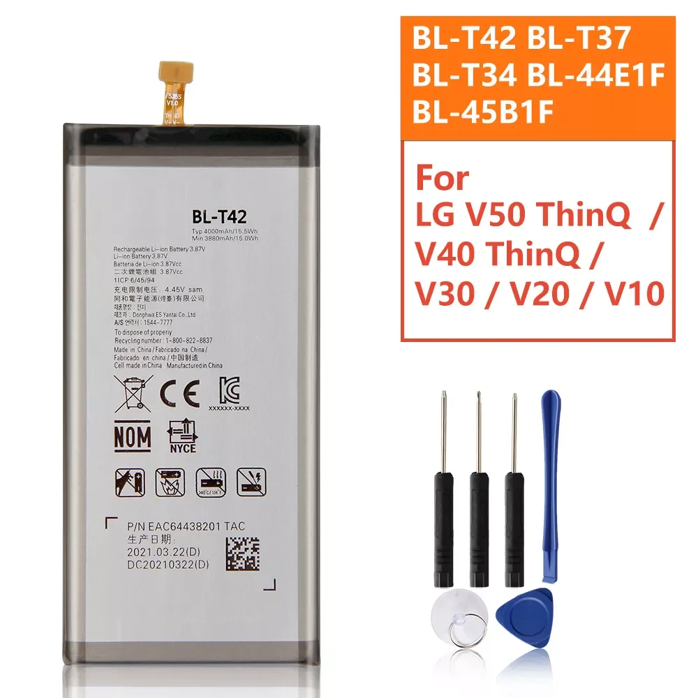 

Replacement Battery For LG V50 V60 V40 V30 V20 V10 F600 H968 H990N F800 LS998 H931 Q710 Q815L Q8 2018 V500EM BL-T42 BL-T34