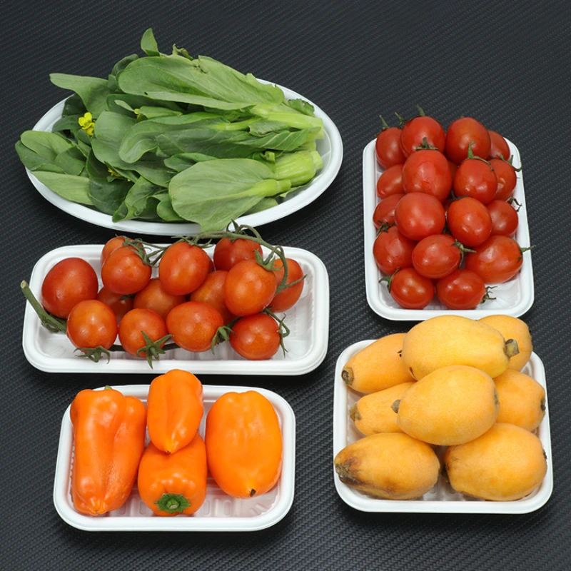 

100 Supermarket Disposable Fresh Trays Fruit Packaging Box Tray Plastic Tray Packaging Box White Without Cover