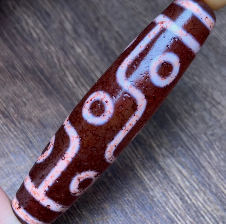 Тибетский непальский гималайский древний агат старый талисман Дзи 9-глазный