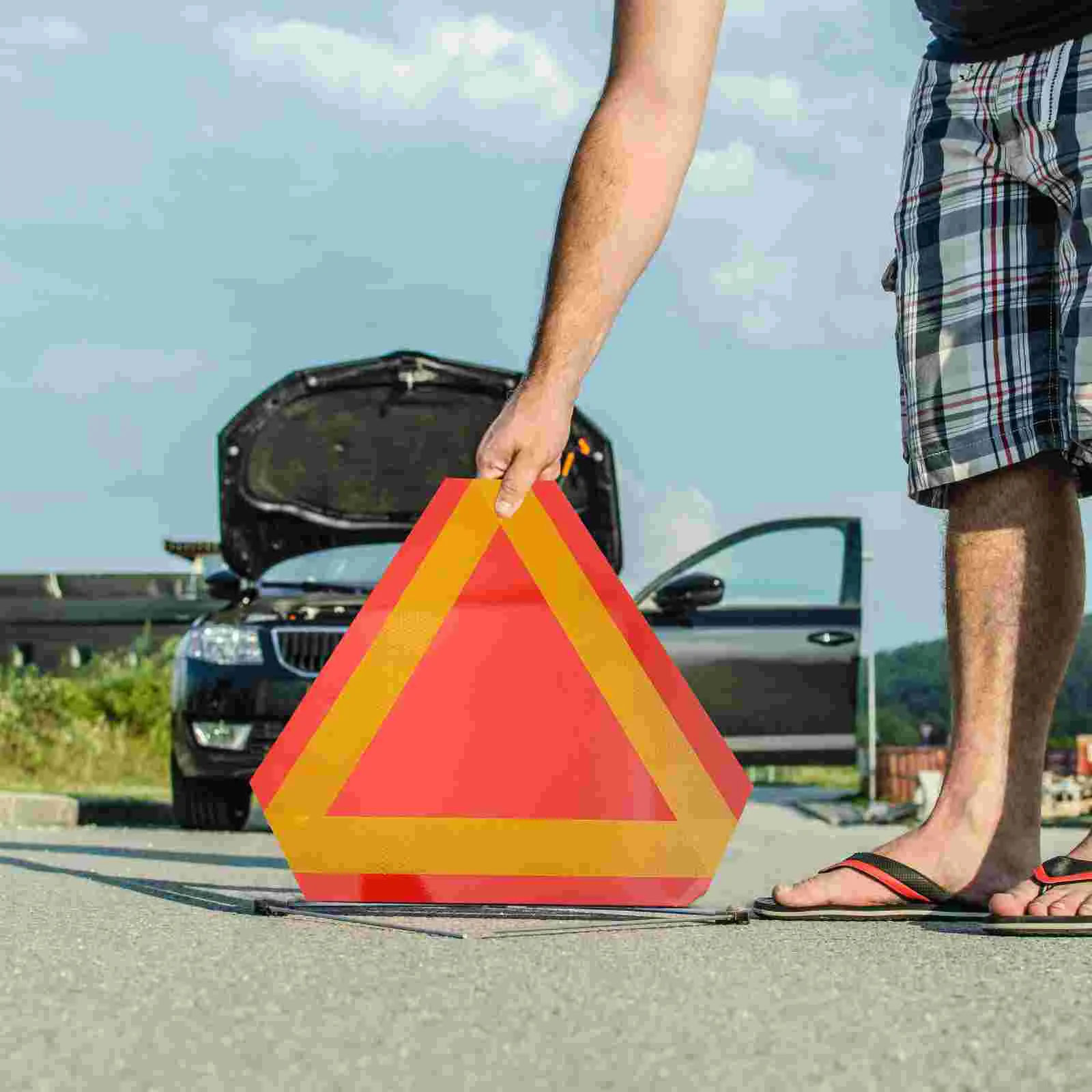 

Car Emblem Triangular Reflector Vehicle Triangle Warning Signs Safety Slow Moving Car Reflectors
