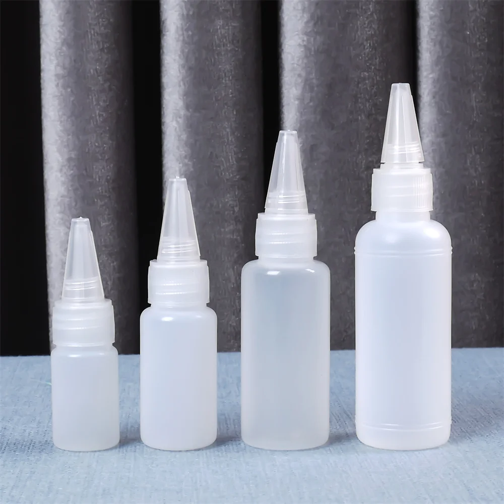 

10Pcs Empty PE Plastic Glue Bottles With Screw-On Lids Squeeze Liquid Ink Oil Dropper Bottles Beak Bottle 10ML 20ML 30ML 50ML