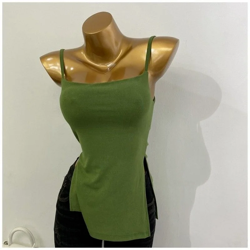 

Asymmetrical Women Camisole Summer New Design 2022 Strape Solid Slim Elegant Female Pulls Tops Tees