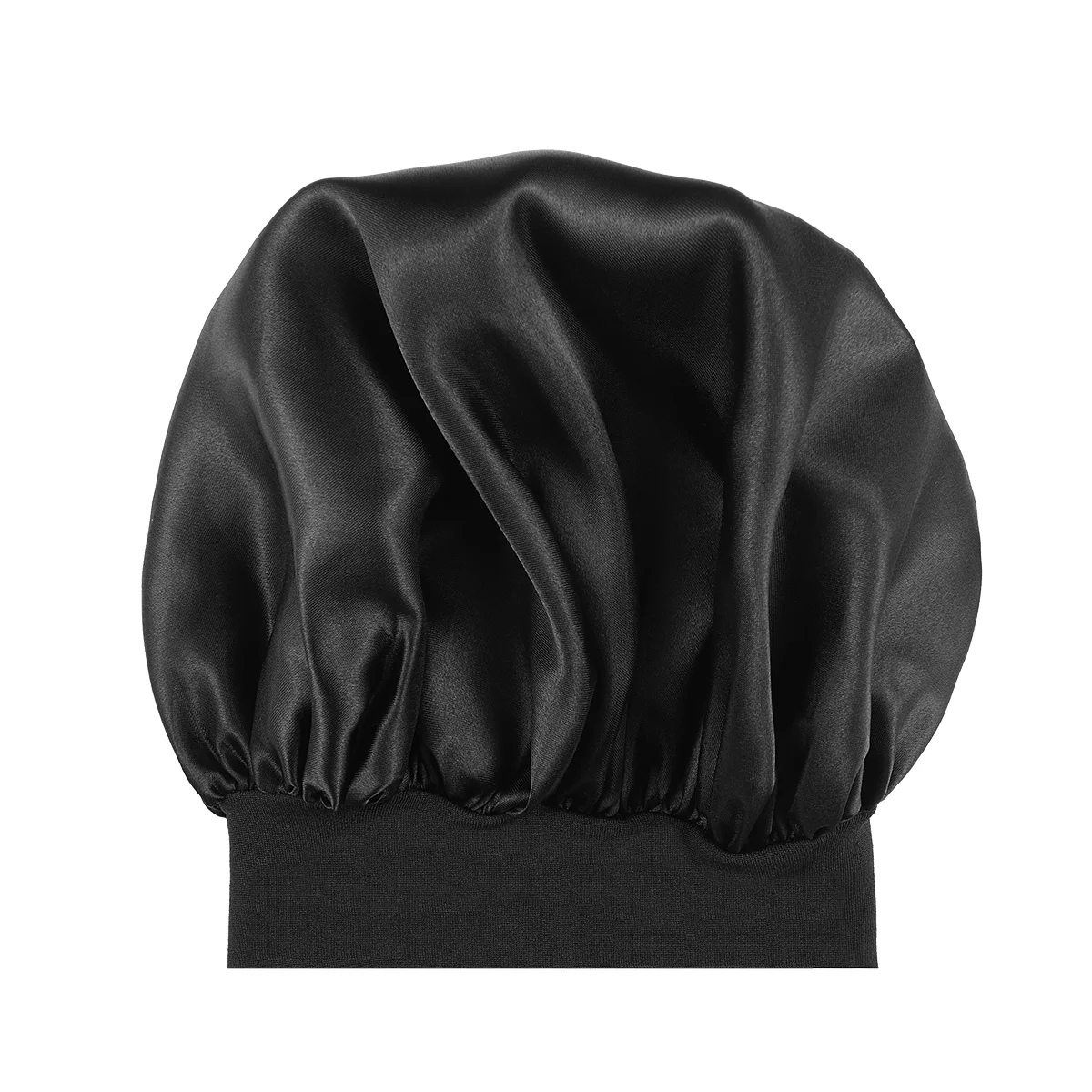 

Wide Side Sleeping Cap Black High Resilience Wide Hat for Adults Men Night hair satin bonnet Caps