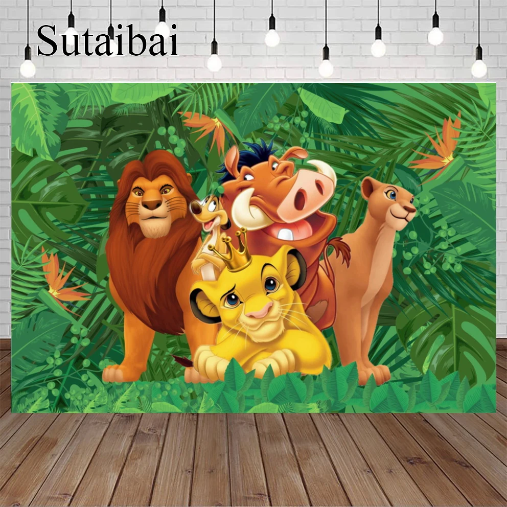 

Disney Simba Lion King Custom Backdrop Forest Kids Birthday Party Photo Background Sunset Baby Shower Banner Poster Cartoon
