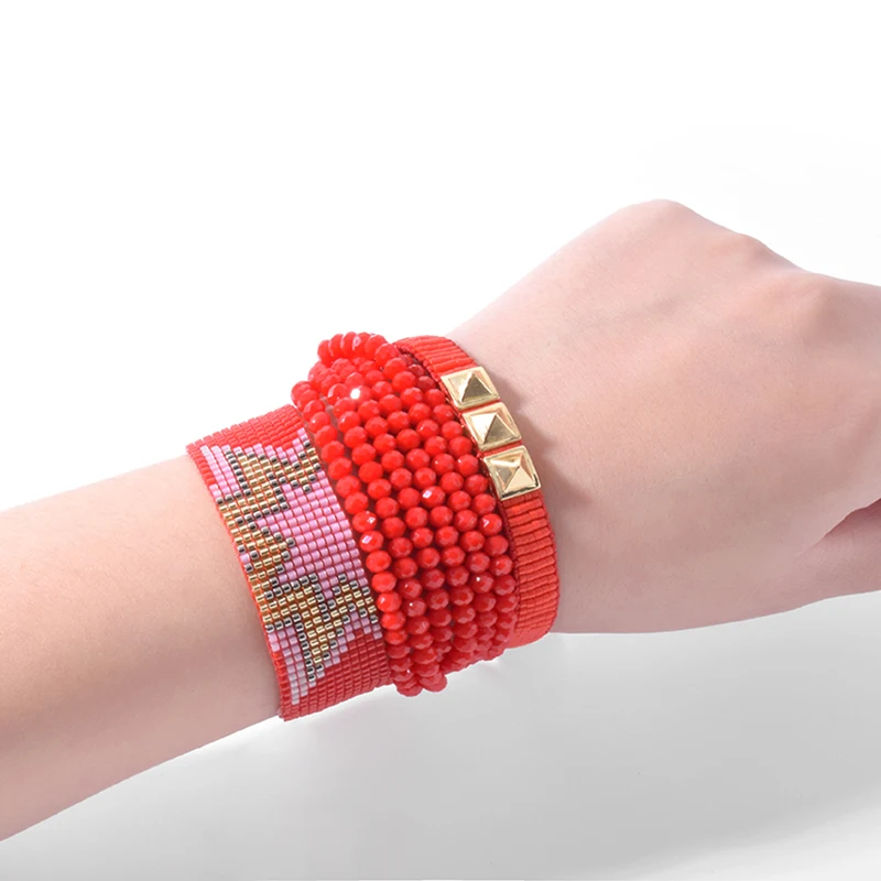 

YUOKIAA Crystal Tassel Charm Bracelet for Women Mostacilla Miyuki Handmade Braided Star Friendship Boho Bracelets Luxury Jewelry